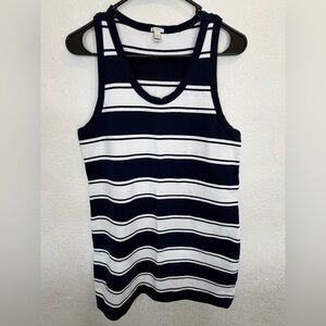 J. Crew Striped Knit Mini Dress Navy Blue White Sleeveless Small